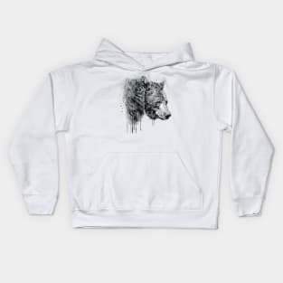 Bear Head Black and White Kids Hoodie